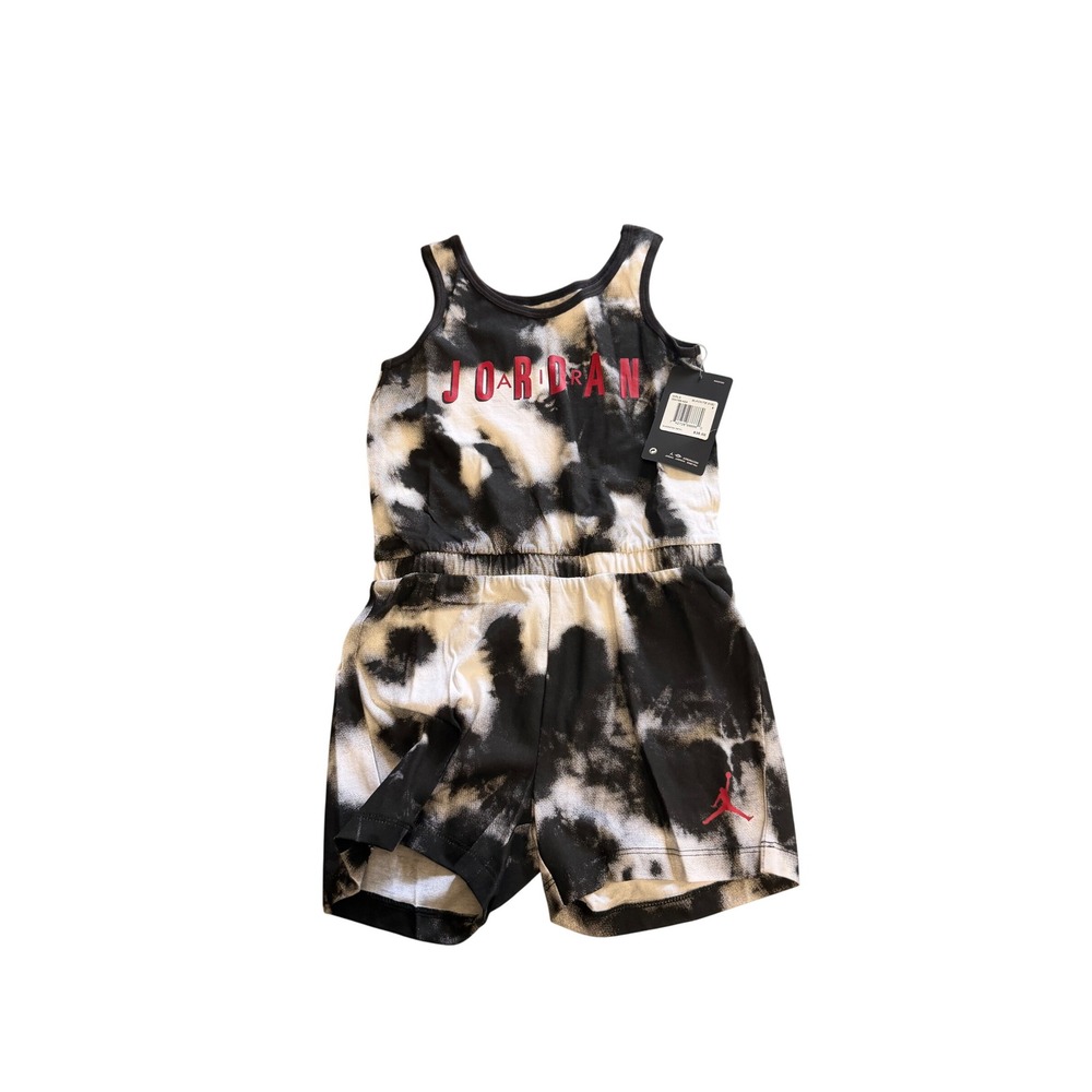 440.Jordan Girl Tie-Dye Romper Black Tie-Dye One-Piece Jumpsuit Sz 6 Little Kids